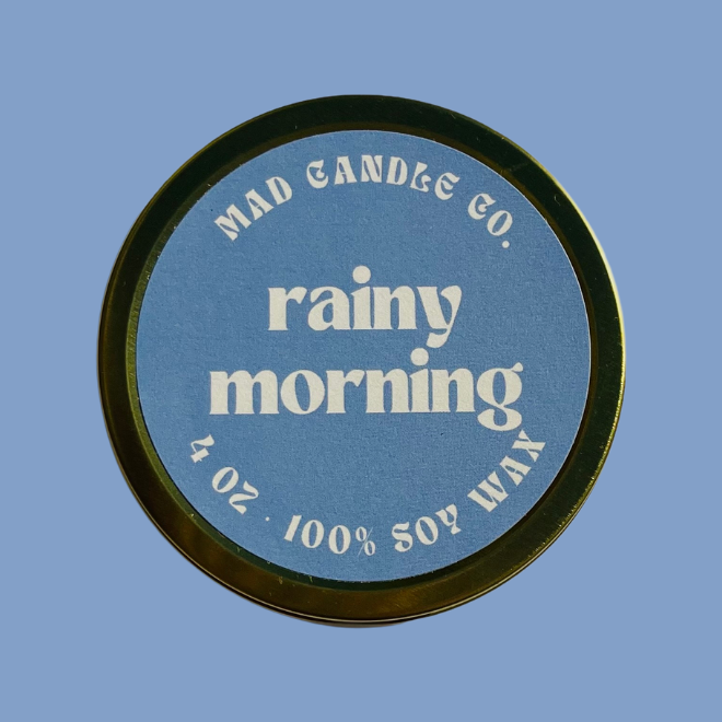 rainy morning soy candle - 4oz travel tin